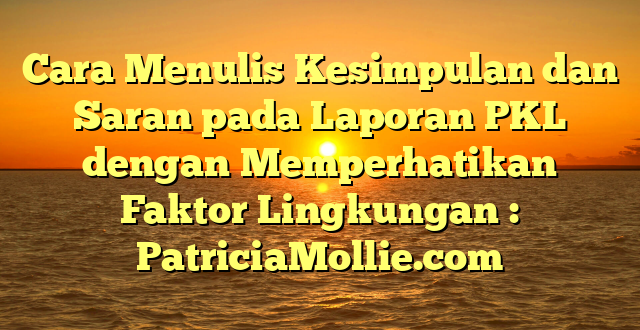 Cara Menulis Kesimpulan dan Saran pada Laporan PKL dengan Memperhatikan Faktor Lingkungan : PatriciaMollie.com